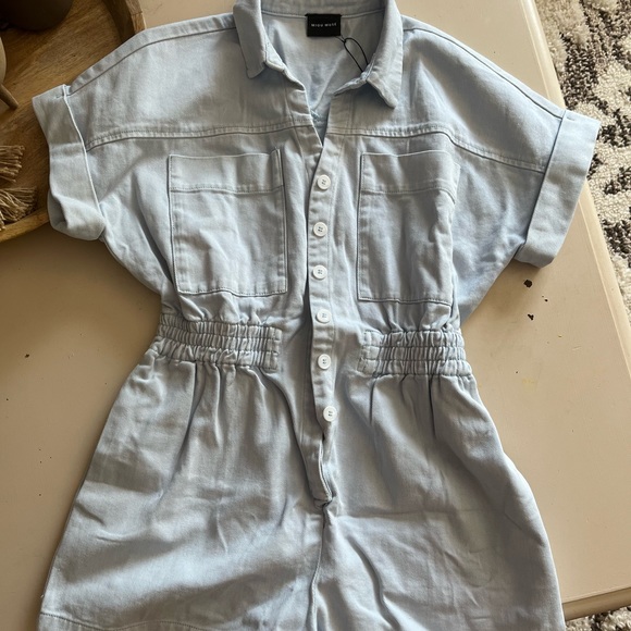 LANE 201 NWT DENIM ROMPER LARGE - Picture 7 of 11